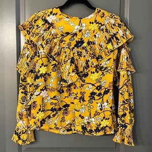 Anthropologie yellow floral blouse